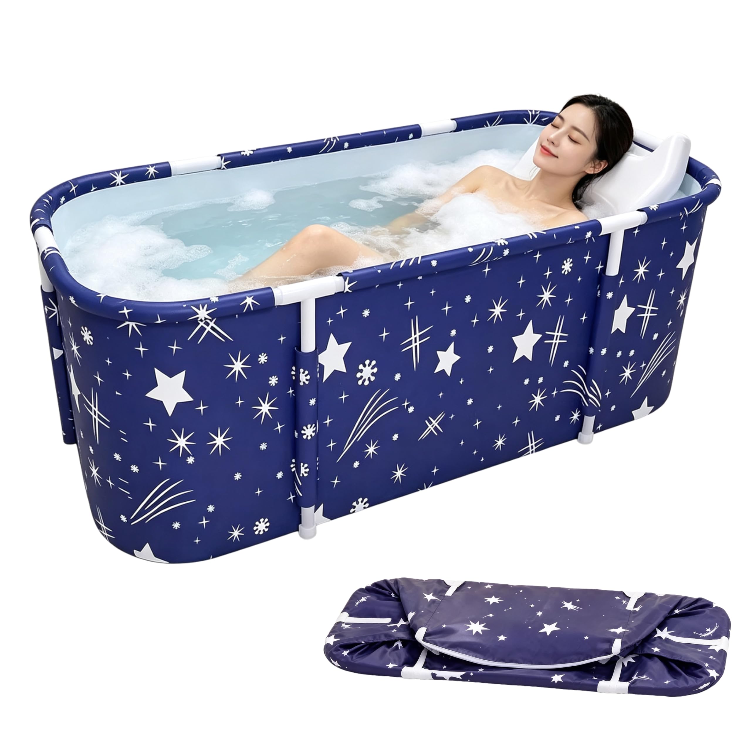 Bañera plegable para adultos, Bañera móvil portátil con almohada