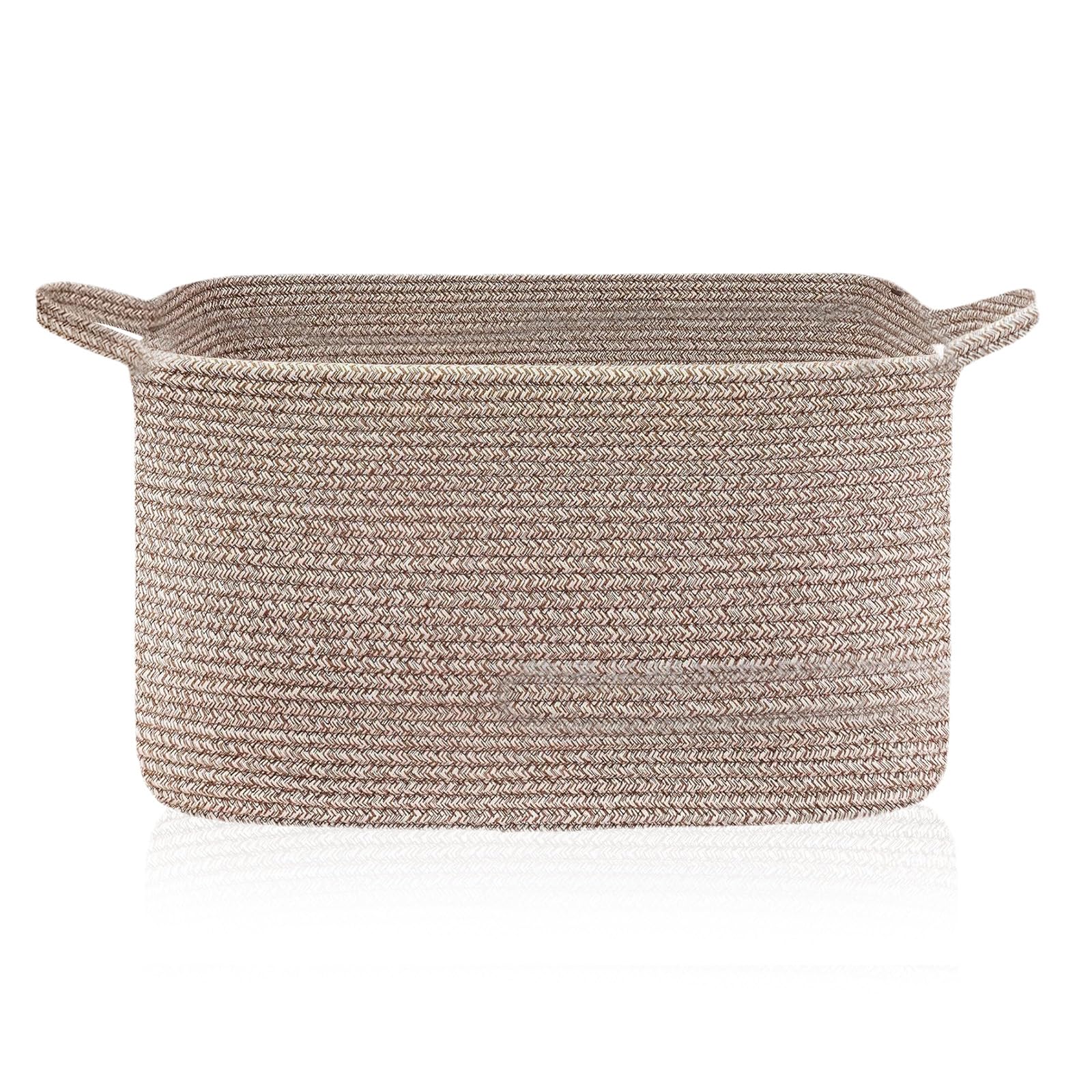 GHWMYD Large Storage Baskets, XXXL Foldable Woven Basket with Handle for Baby Clothes Toy Blanket Bedding Towel, Washing Basket for Living Room Bedroom Bathroom Organisation 55*38*30 CM(Brown)