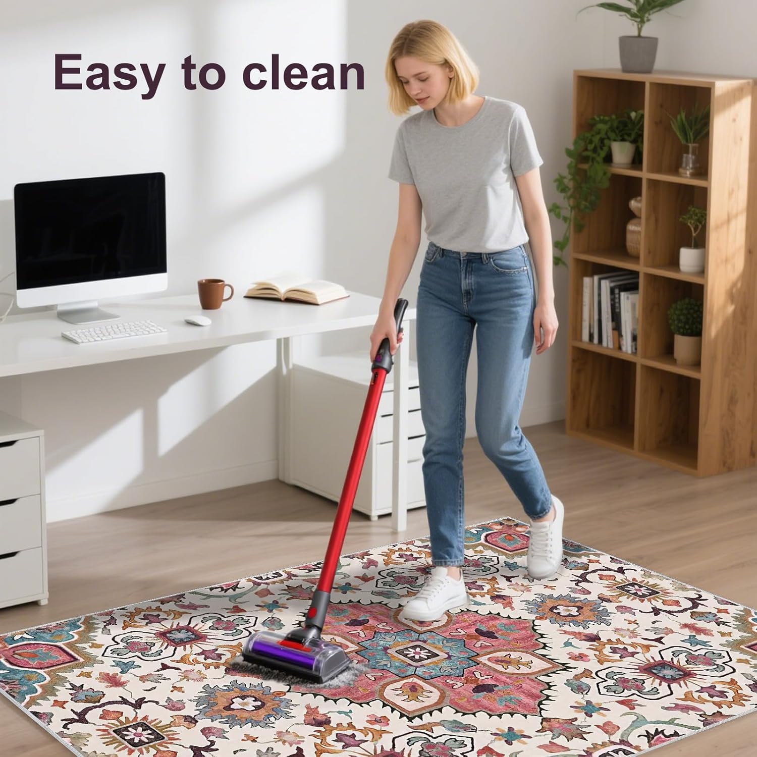 Chair Mat for Hardwood Floor, Office Floor Mat Rolling Under Desk Mat, Computer Chair Rug,Anti-Slip Floor Protector for Home Office. (Red, 3.9ftx4.9ft)