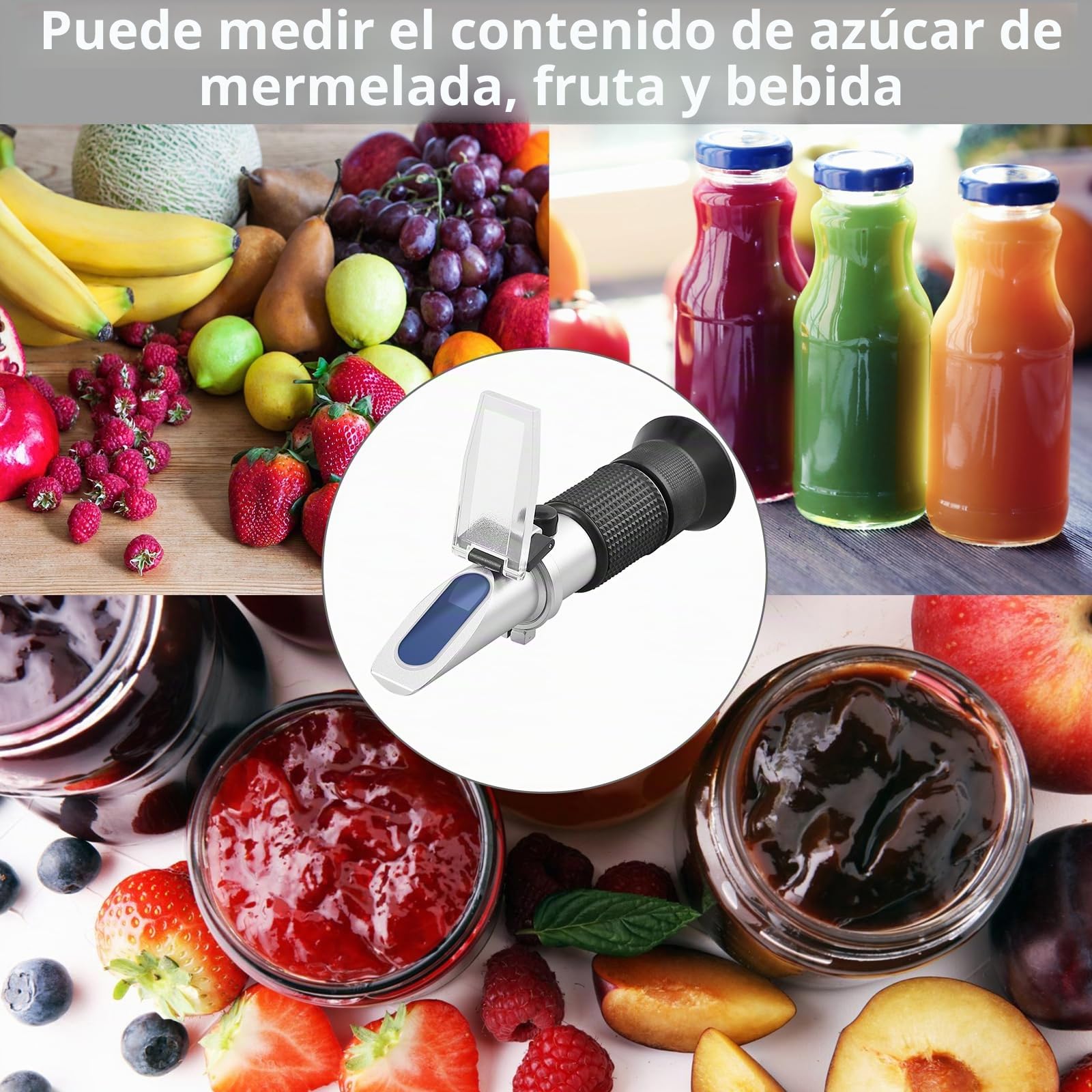 Proster Brix Refractómetro con ATC Brix 0-80 Refractómetro Portátil de Mano con 3 Pipetas para Medición del Contenido de Azúcar para Salsa Mermelada Frutas Bebidas