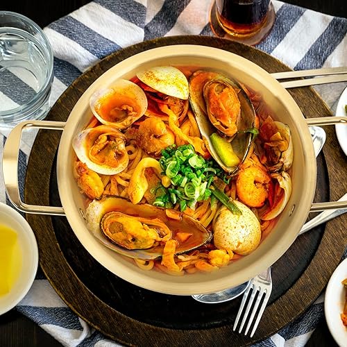 Miniatura 6 de YARDWE Utensilios de cocina de acero inoxidable, 1 juego de olla de ramen de acero inoxidable, cacerola de cocina, olla Ramyun de aluminio, olla de