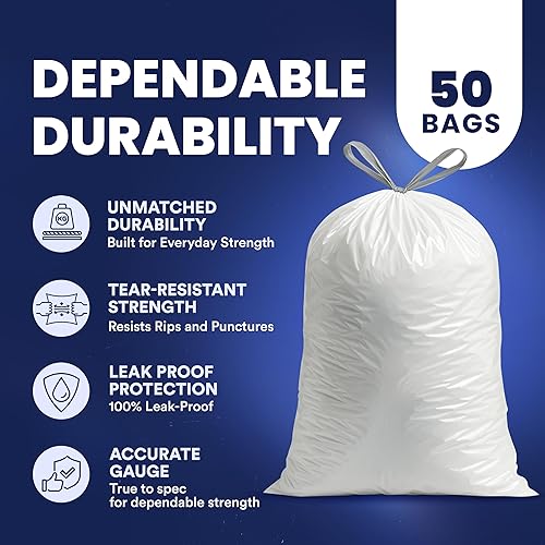 Miniatura 4 de Plasticplace Bolsas de basura de 13 galones  1.2 mil  Forros blancos extragrandes para cubos de basura  24 x 31 pulgadas (50 cajas)