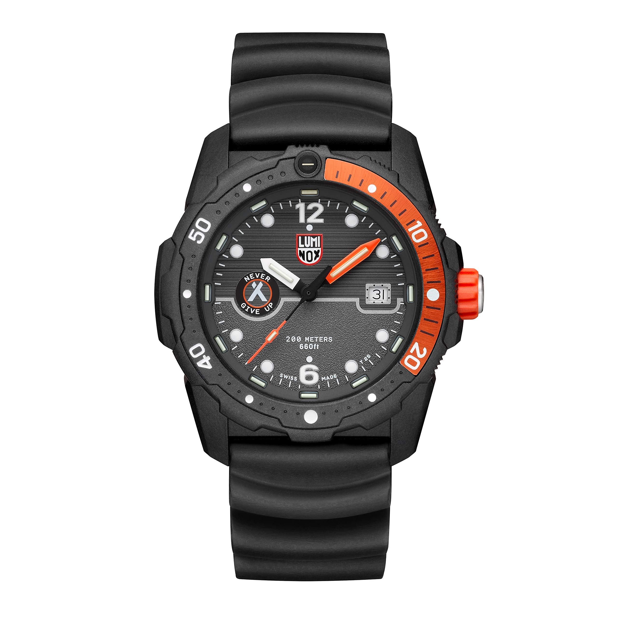 Luminox Bear Grylls Survival XB.3729 zegarek męski 42 mm - zegarek do nurkowania w kolorze czarnym z wyświetlaczem daty 200 m wodoszczelny, czarny, Wstążka