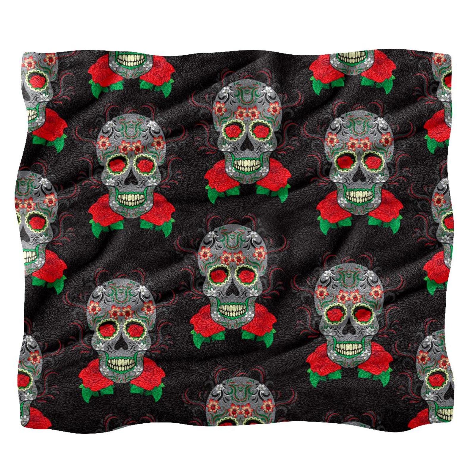 Couverture polaire douce et chaude avec motif tête de mort pour un confort total