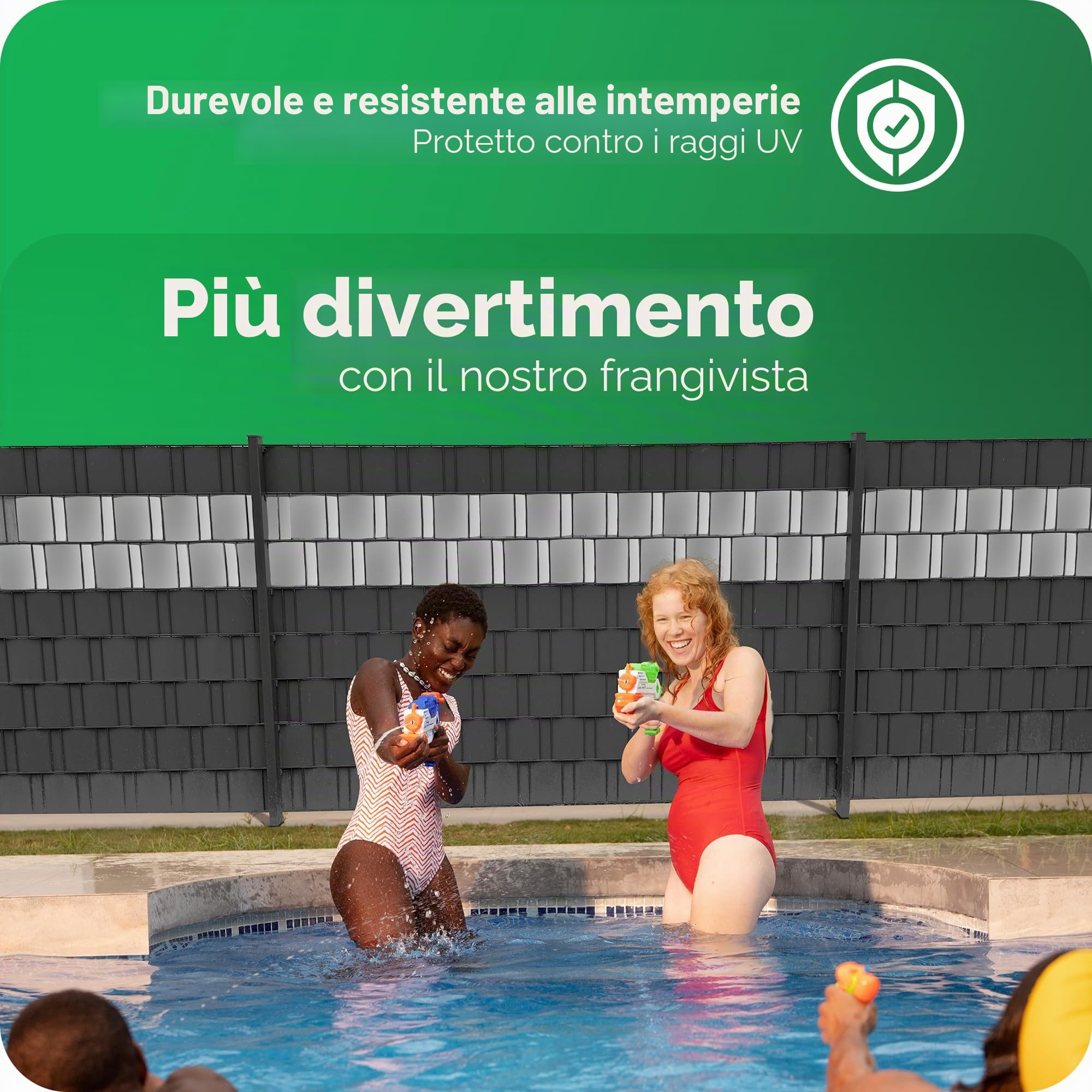 Novatool, rotolo da 25m, striscia di protezione in PP Premium ANTRACITE RAL 7016, 19 cm per 10 file di recinzione a doppia asta, striscia di protezione GRIGIA con scanalature, elementi di recinzione