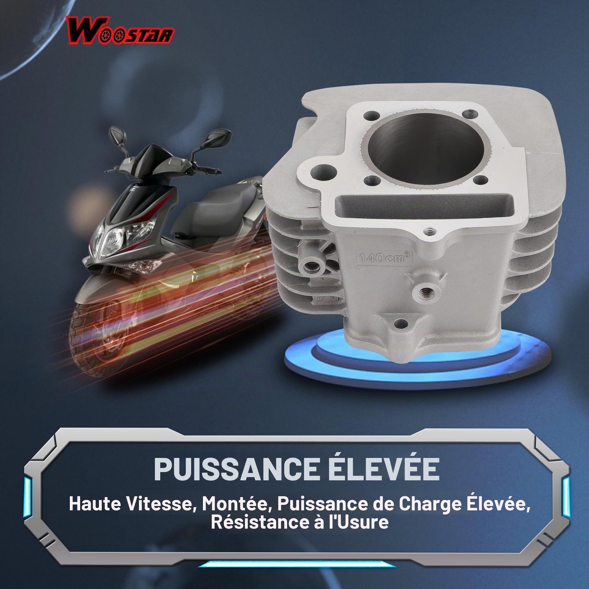 WOOSTAR 56mm Gros Alésage Kit de Reconstruction de Cylindre avec Piston Replacement pour YinXiang 140cc Moteur YX140 1P56FMJ Moteur Dirt Pit Bike