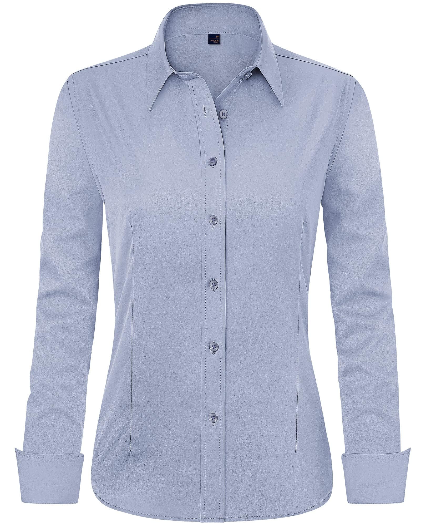 J.VER Womens Dress Shirts Long Sleeve Button Down Shirt Wrinkle-Free Business Casual Blouse Office Work Tops
