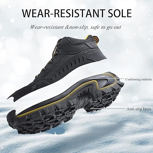 Miniatura 4 de ASTERO - Botas de senderismo para hombre, cálidas, antideslizantes, para invierno, zapatos de nieve para escalada masculina