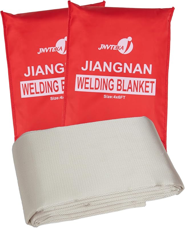 Manta de soldadura de fibra de vidrio resistente de 4x6 pies para mesa de parrilla, paquete de 2 | Resistente al calor hasta 1022 °F; Bloquea chispas y salpicaduras de soldadura; Como cortina de soldadura; para parrilla, camping, industrial; Fibra de vidrio a prueba de desgarros