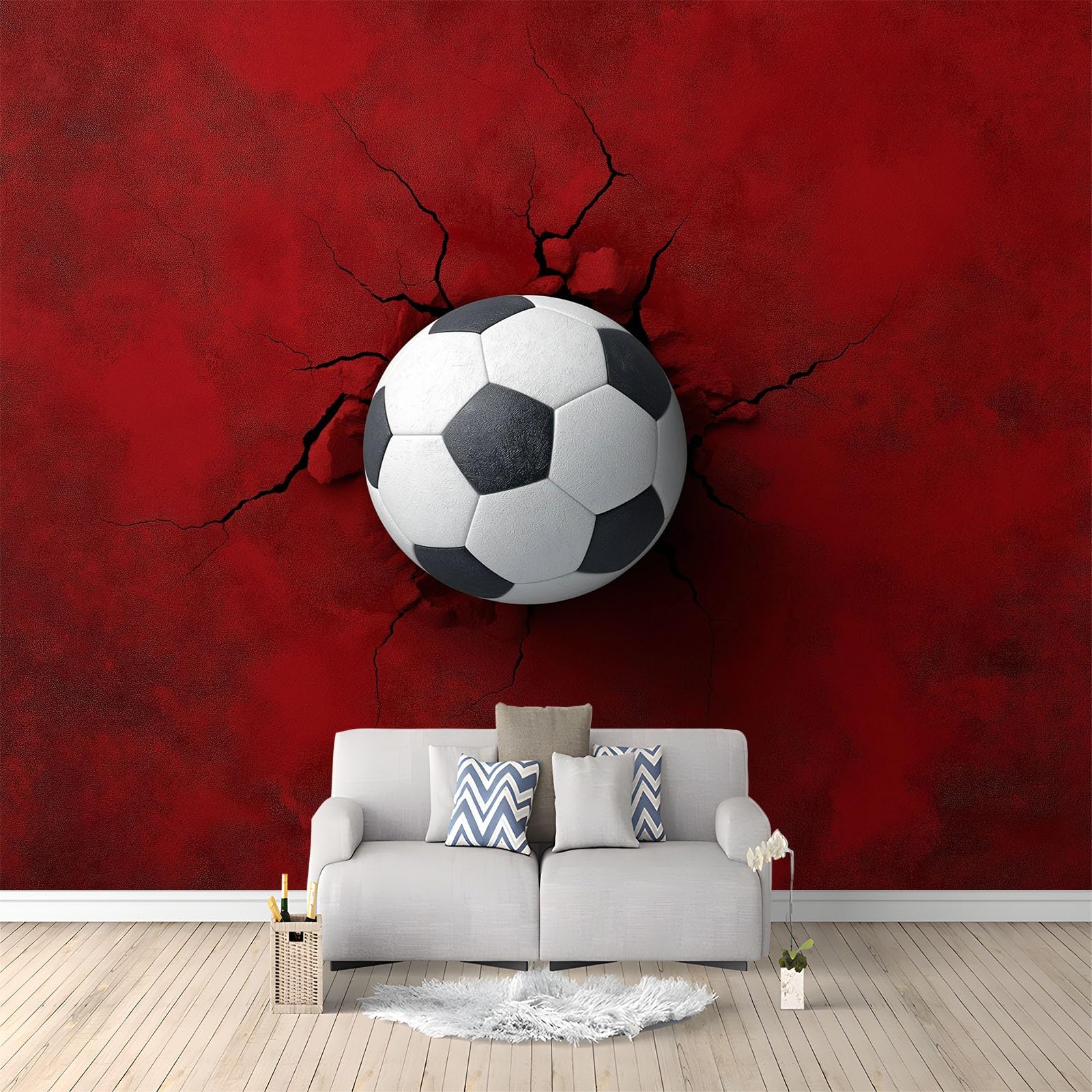 Fototapete Fußball Crack 250x175 cm Wandtapete, Vliestapete Fotoposter Wandbild, Moderne Wanddeko, für Schlafzimmer Wohnzimmer Kinderzimmer, Panorama 3D Effekt