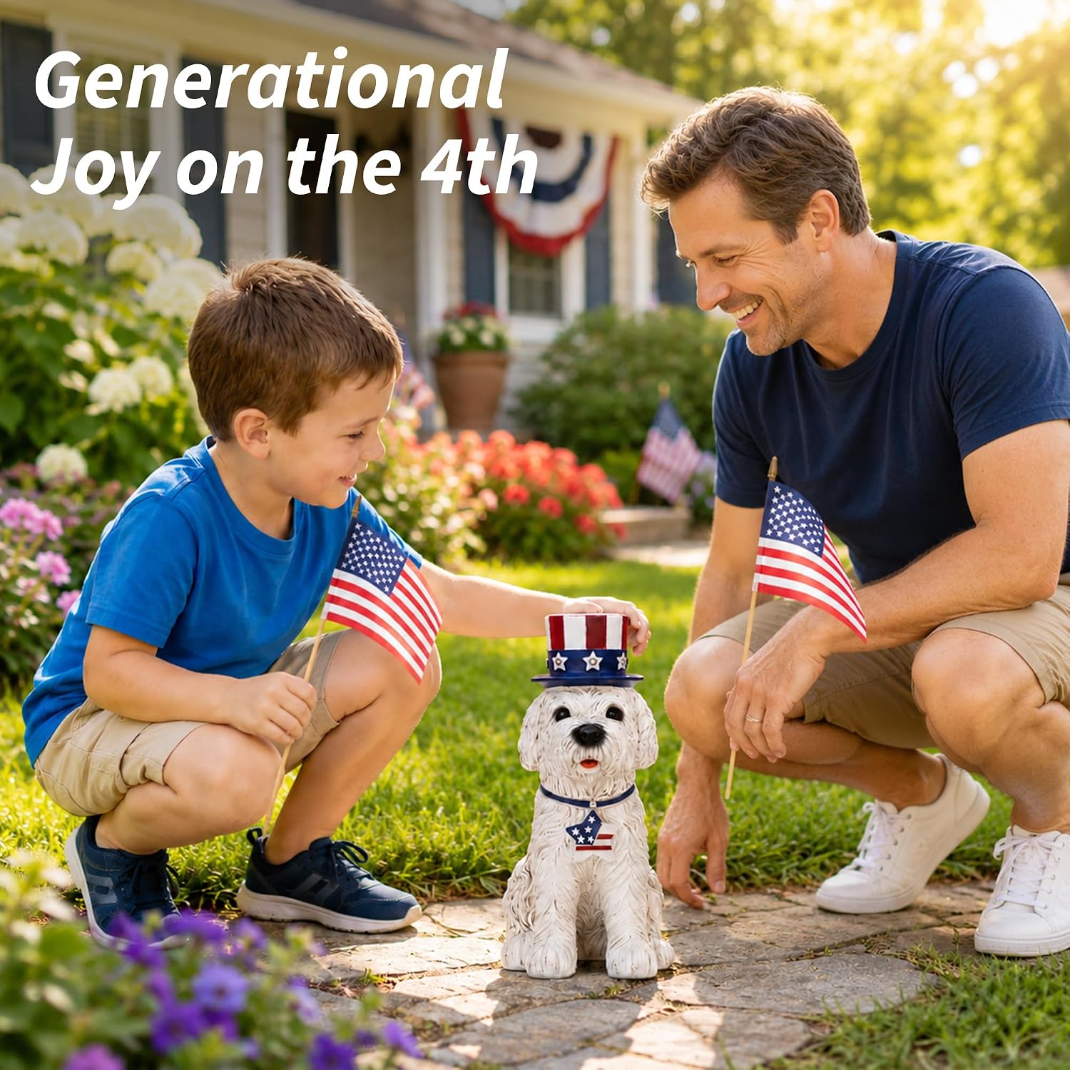 9.2" Solar Dog Garden Statue, Patriotic National Flag Outdoor Decor image 4