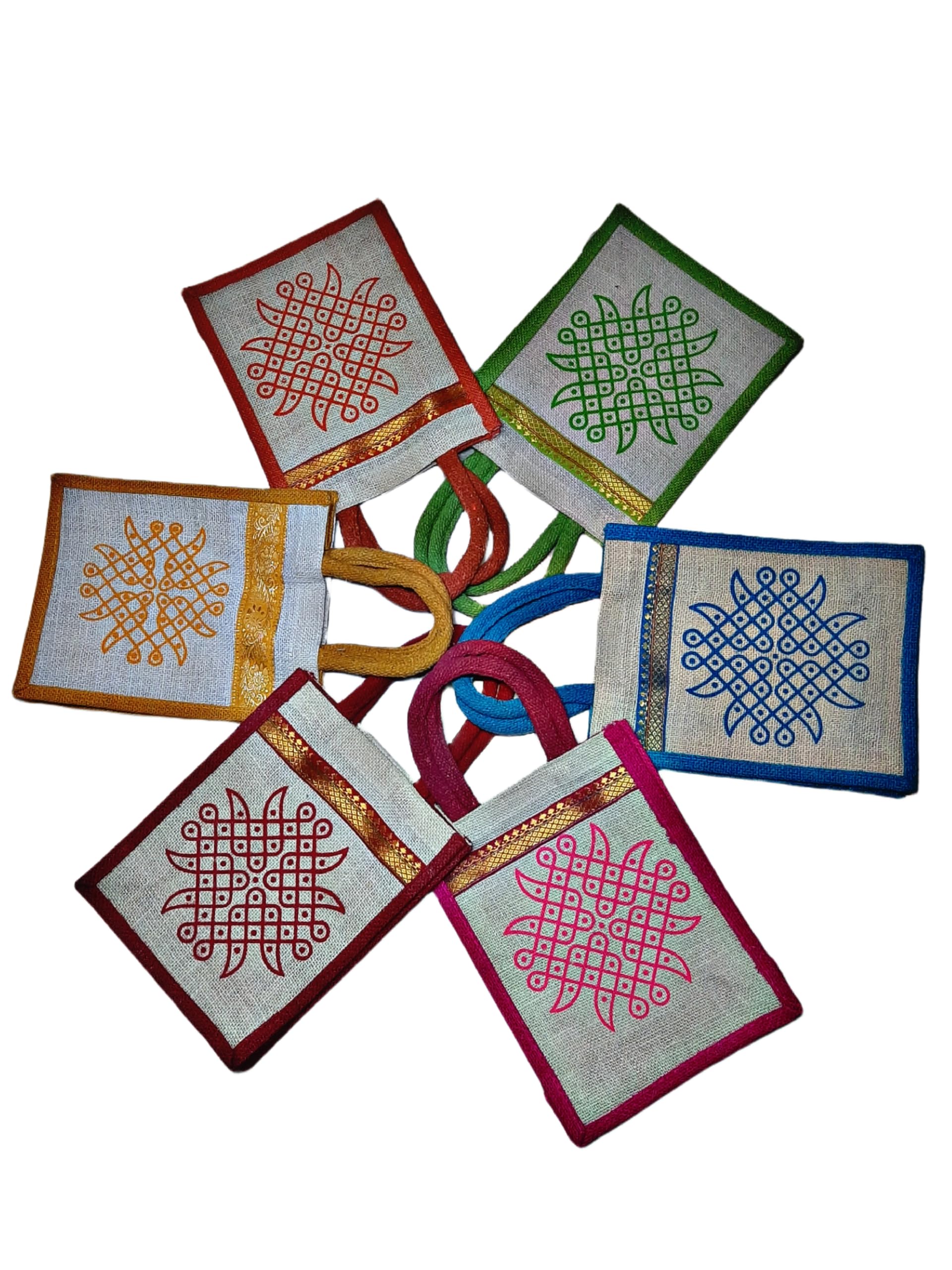 Ss Eco-Life Eco-Friendly Jute Bag For Return Gift/Thamboolam Bag With Kolam Print For Wedding, Housewarming, Navaratri Pooja And Varalakshmi Pooja. (Pack Of 10) - Multicolor (B0CKJNQD9J) Amazon Price History, Amazon Price Tracker