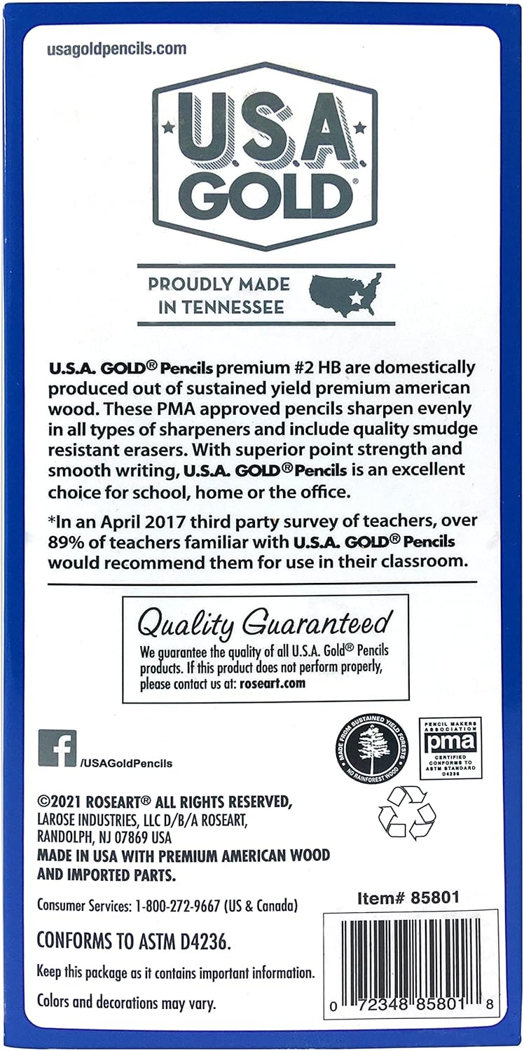 U.S.A. Gold Pre-sharpened American Wood Cased #2 HB Yellow Pencils, 60 Pack : Office Products