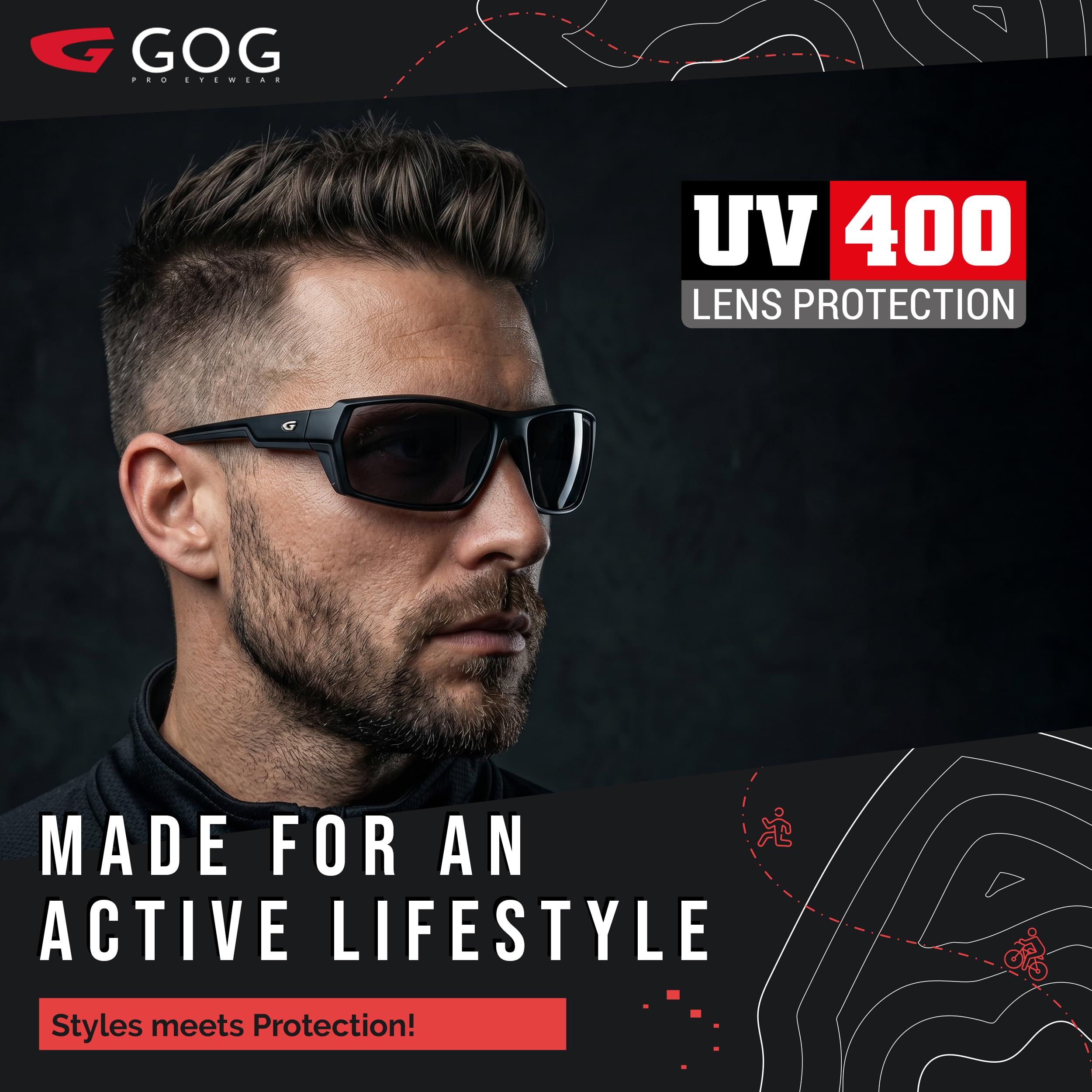 GOG Mistral P Brille, Schwarz/Blau/Polychr/Blau/Weiß, Einheitsgröße für Erwachsene, Schwarz/Blau/Polychr/Blau/Weiß/Blau, One size
