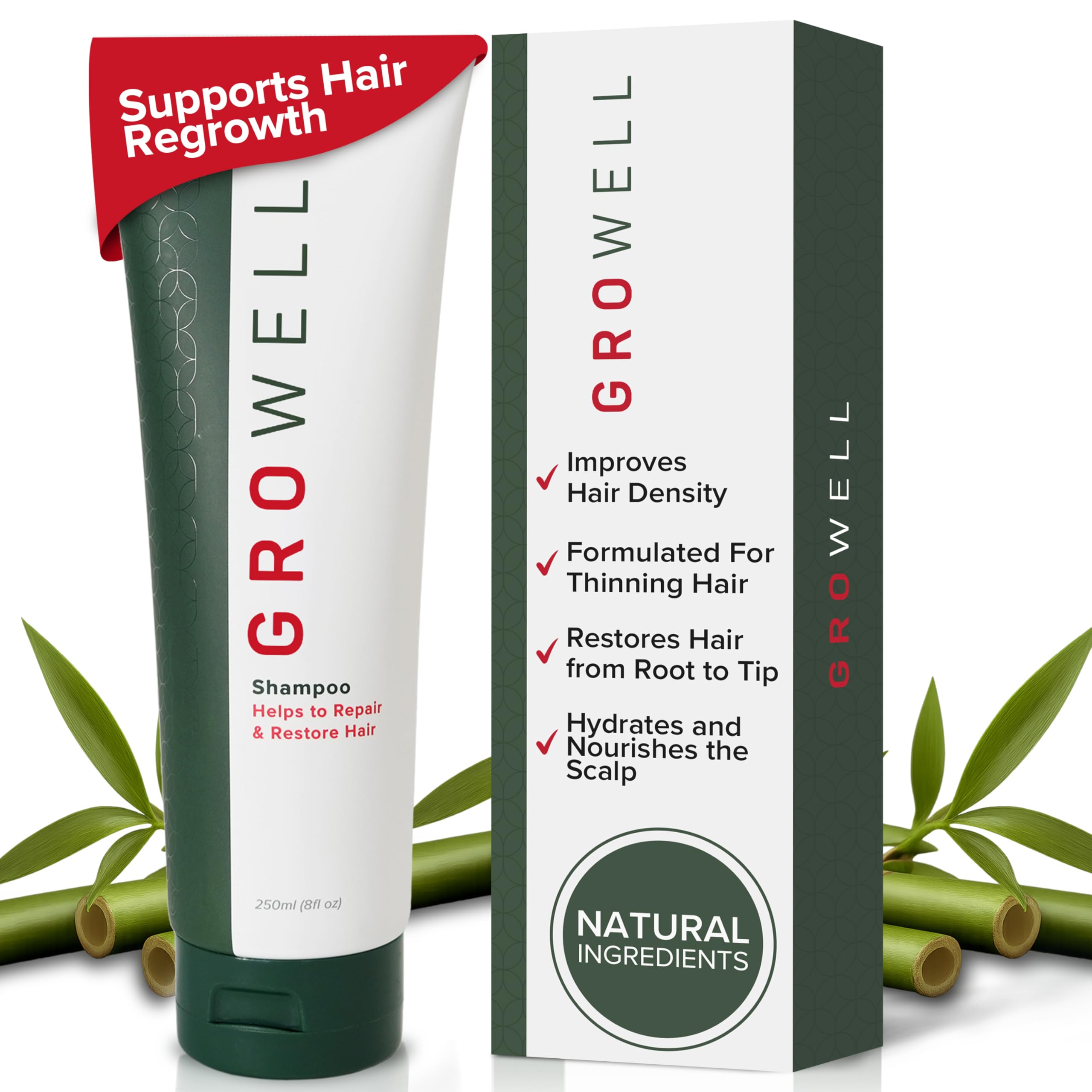 Apira Science GroWell Hair Growth Shampoo for Thinning Hair | Strenthens and Increases Volume while Reversing Hair Loss 8.45 Ounce (Pack of 1)