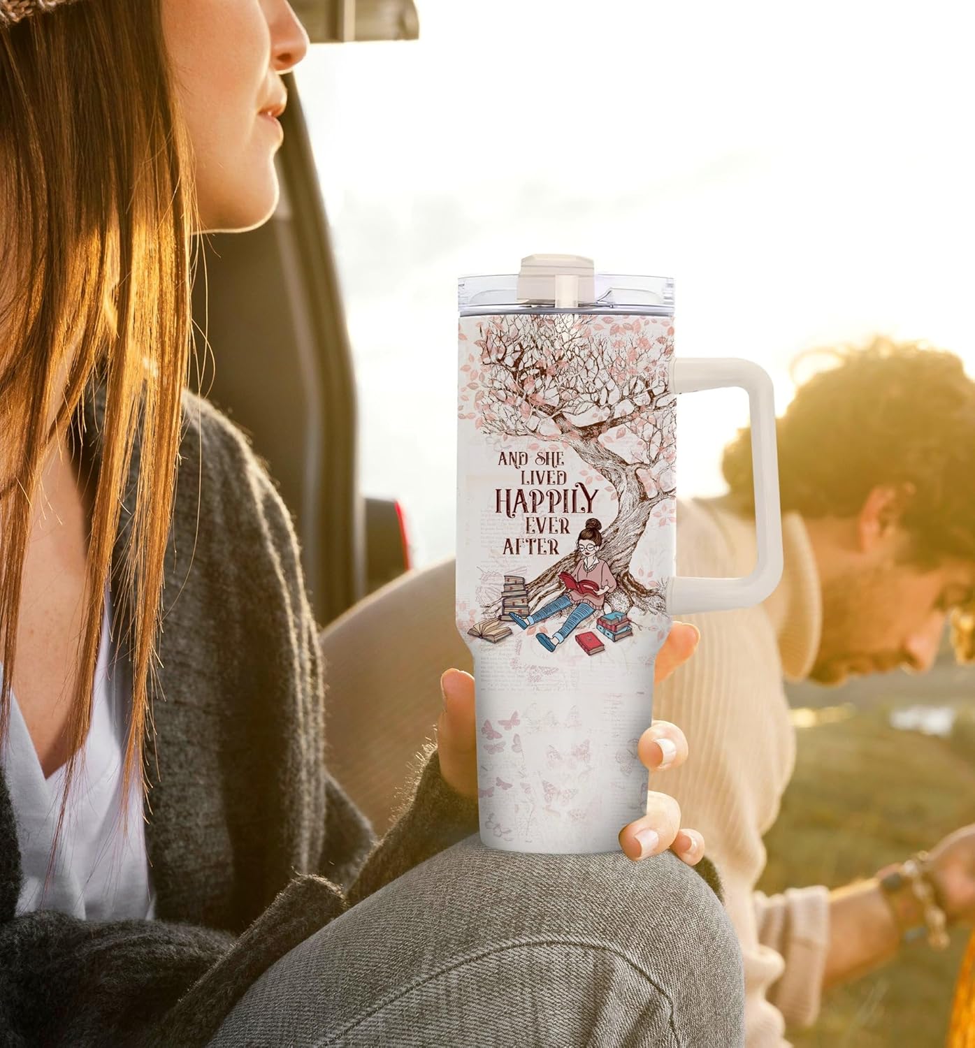 Book Lover Tumbler - Librarian Tumbler - 40oz Coffee Mug - Gifts for Women, Bookworm on Christmas, Birthday - Image 5