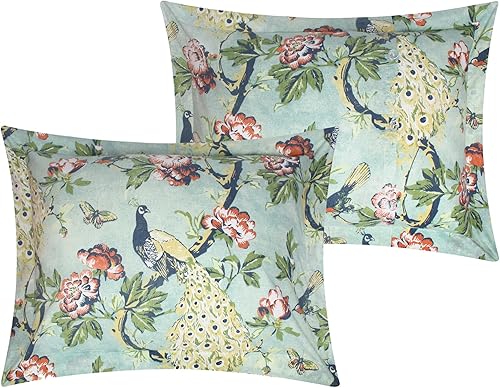 Miniatura 4 de Greenland Home Pavona - Juego de edredón victoriano 100% algodón, 2 piezas, tamaño individual, jade