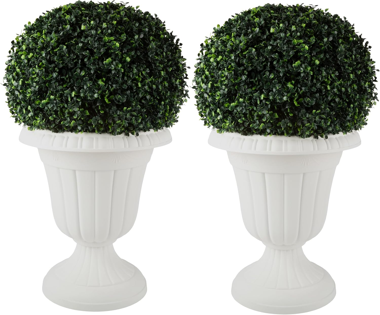 Outdoor Planter 2-Pack - 16x18-Inch Urn Planters - Plastic Plant Pots for Indoor, Outdoor, or Front Porch Decor - Flower Pots by Pure Garden (Black)