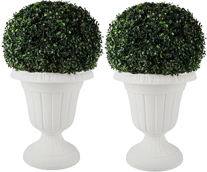 Outdoor Planter 2-Pack - 16x18-Inch Urn Planters - Plastic Plant Pots for Indoor, Outdoor, or Front Porch Decor - Flower Pots by Pure Garden White