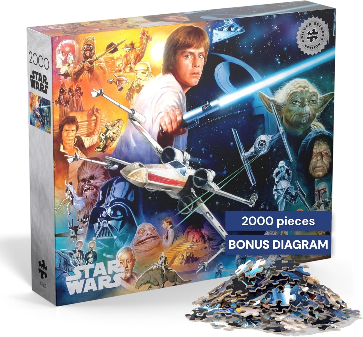 Buffalo Games - 2000 Piece: Silver Select Star Wars The Force is Strong with This One Jigsaw Puzzle Challenging and Colorful Puzzle for Adults