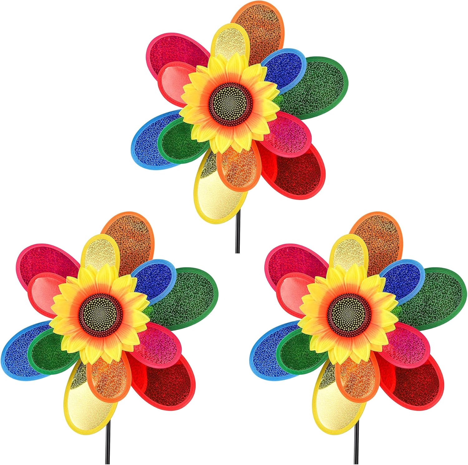 Garden Wind Spinners, Sunflower Windmills Lawn Decor, 12 Inch Rainbow Pinwheels for Yard and Garden, Outdoor Lawn Ornaments Wind Spinner Yard Art (2, Colour2) : Patio, Lawn & Garden
