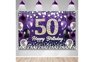 50th Birthday Decorations Purple Shiny Diamond Party Backdrop