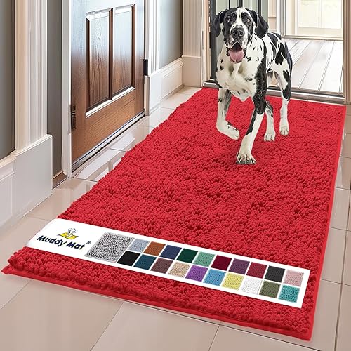 Muddy Mat Mostrado en la televisión - Tapete de microfibra súper absorbente para puerta de perro para patas fangosas, antideslizante y lavable,