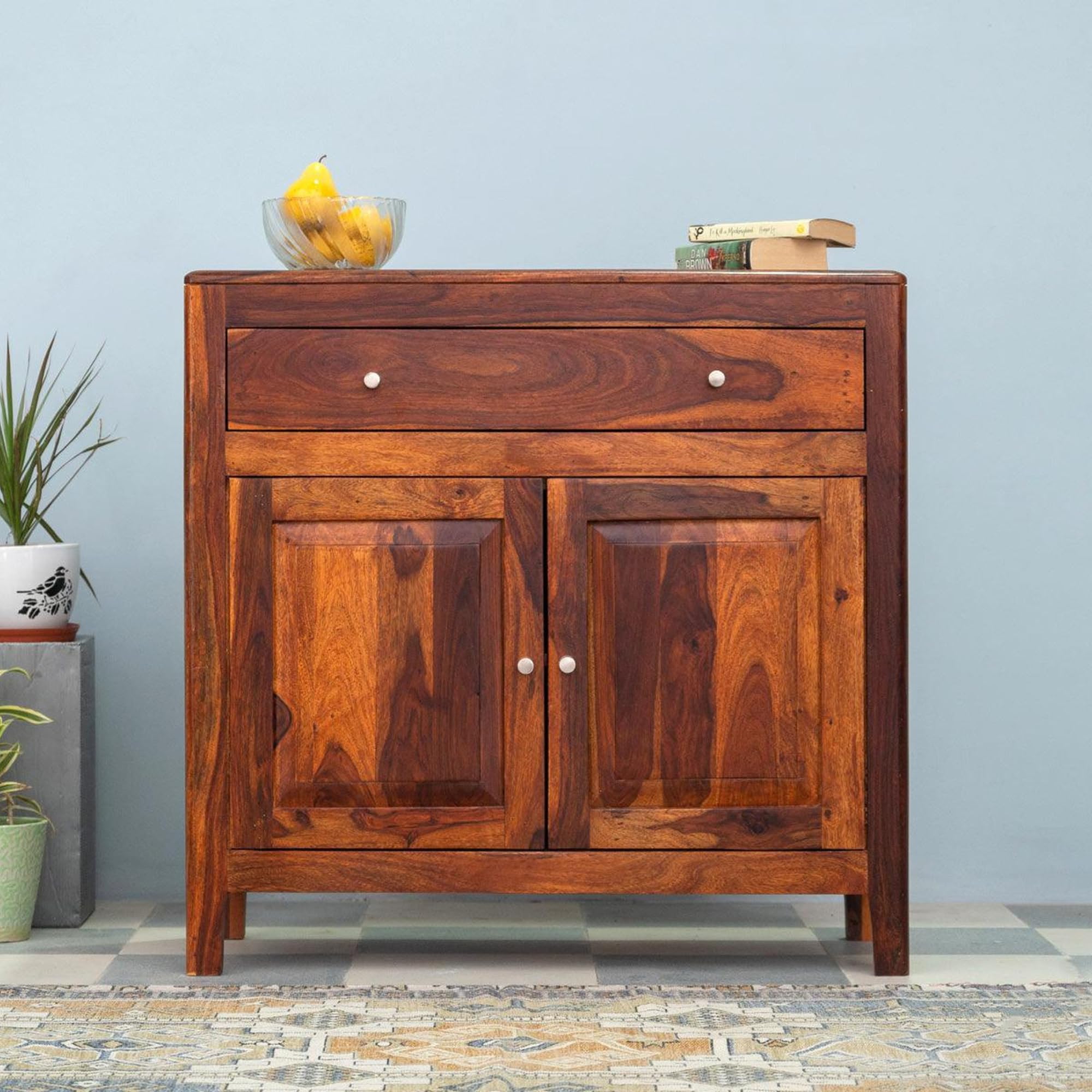 MADE WOOD Elegant Sheesham Wood Cabinet with Drawer & Compartments | Solid Wood Storage Cabinet | Modern Wooden Furniture | Living Room Side Cabinet | Home Organizer-image-45