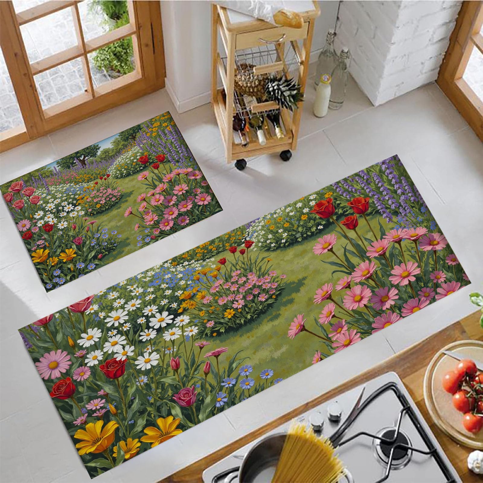 Alfombra cocina lavable con flores para dar un toque natural y fresco a tu hogar