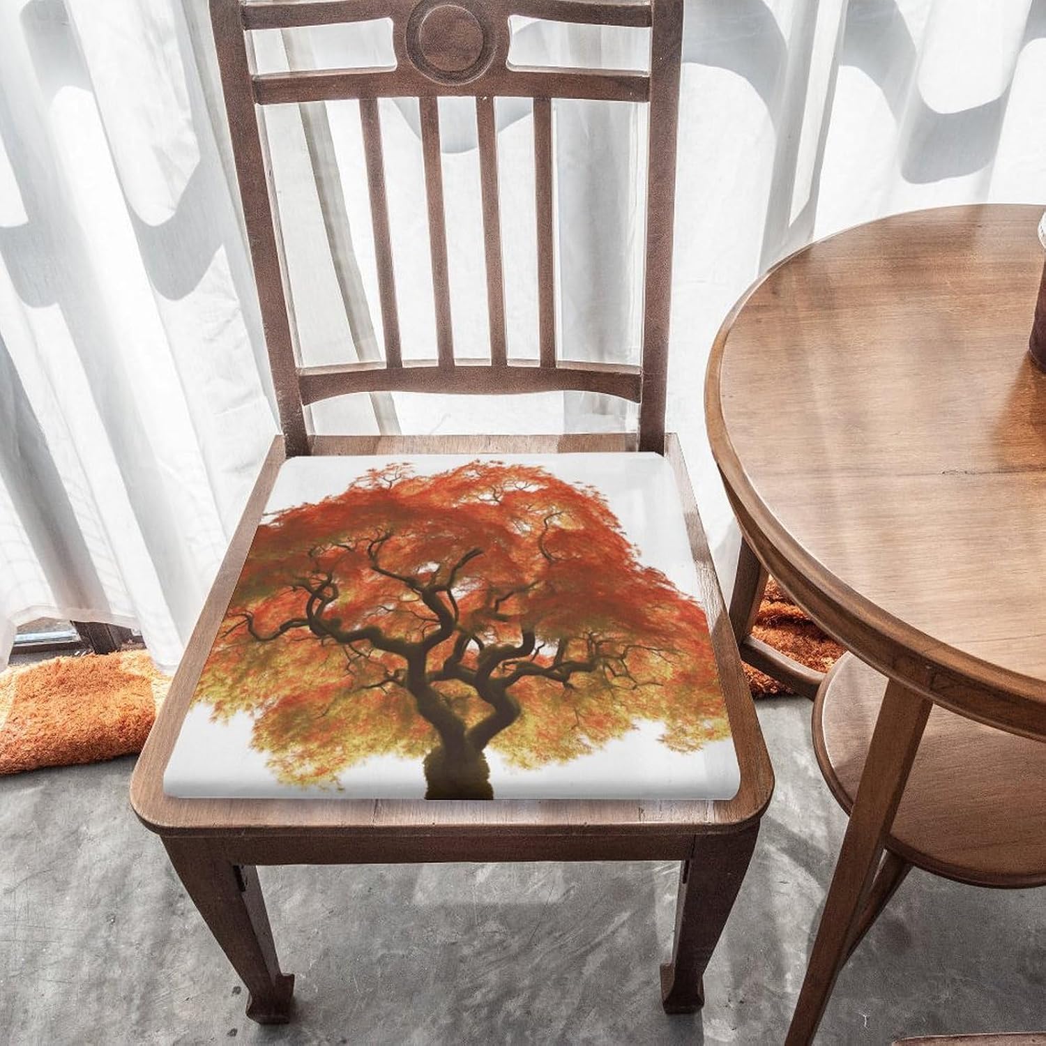 Maple Tree Chair Cushion Memory Foam Breathable Chair Pads Square Large Pillows Seating Comfort Meditation Floor Pillow Car Seat Cushion for Indoor/Outdoor Chairs