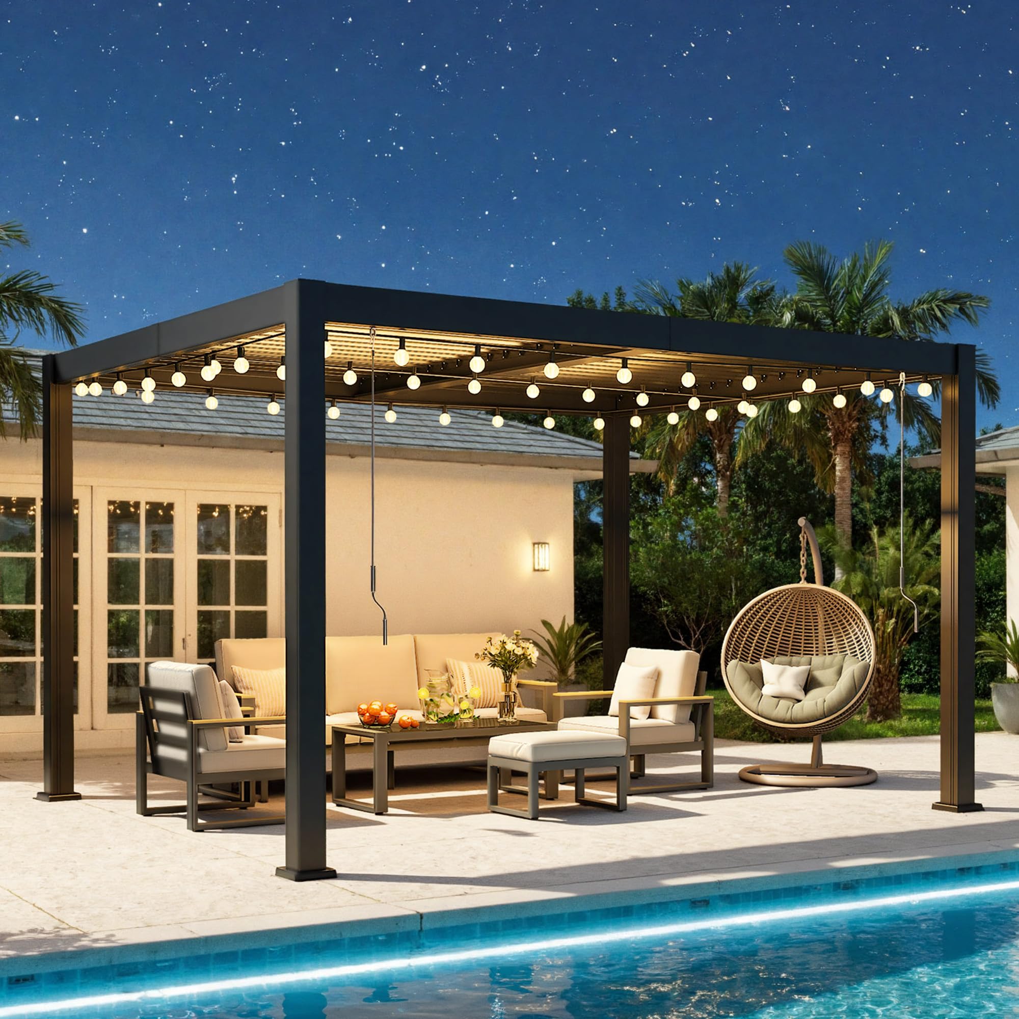 Photo 1 of ** SOLD AS IS NO REFUND/RETURN** SEE COMMENTS
10' x 12' Louvered Pergola, Outdoor Pergola with Metal Adjustable Louvered Roof & Gutter System, Hardtop Patio Gazebo for Backyard, Patio, Garden, Dark Gray
