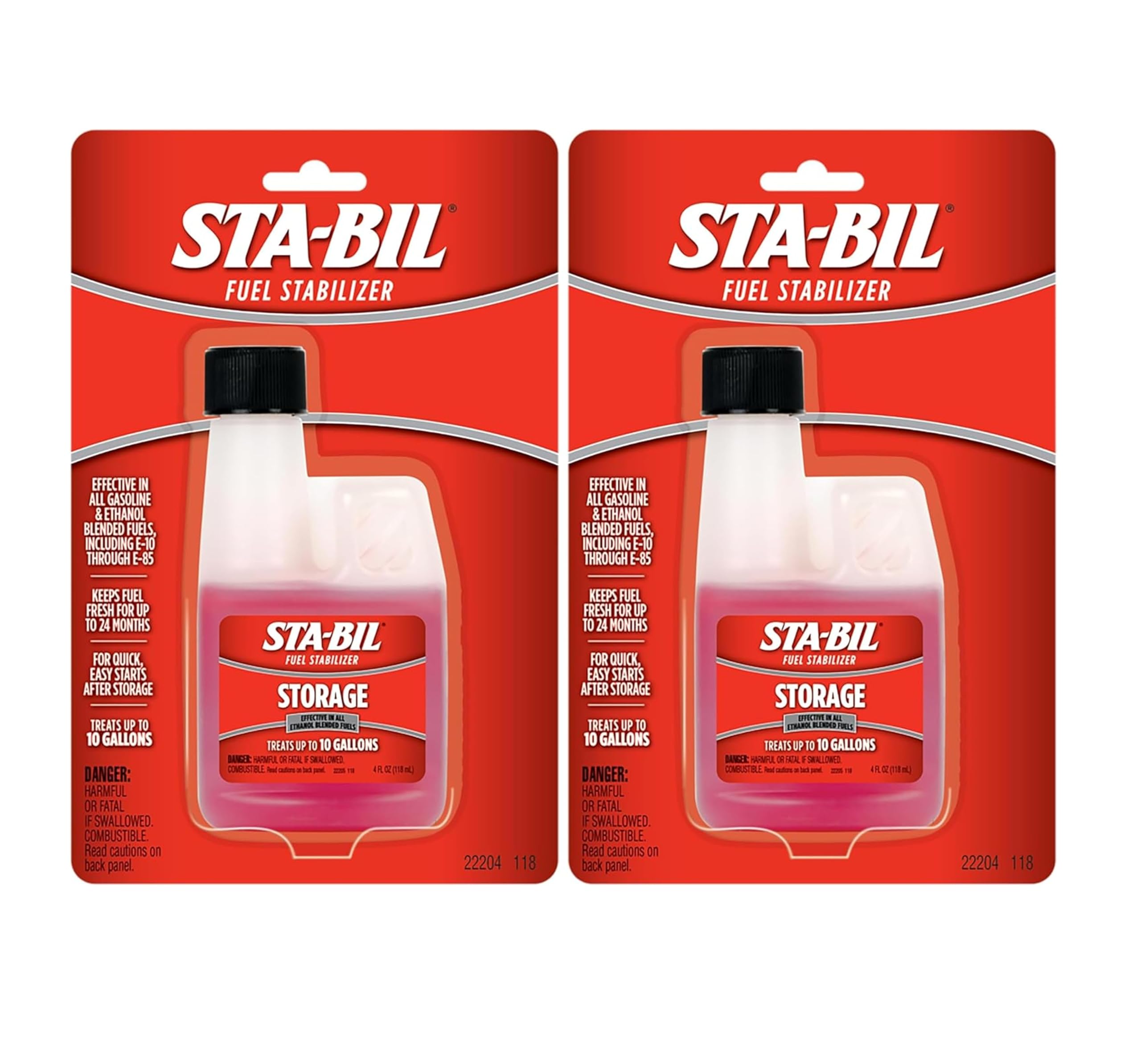 STA-BIL Storage Fuel Stabilizer - Keeps Fuel Fresh for 24 Months - Prevents Corrosion - Gasoline Treatment that Protects Fuel System - Fuel Saver - Treats 10 Gallons - 4 Fl. Oz. (22204) (Pack of 2)