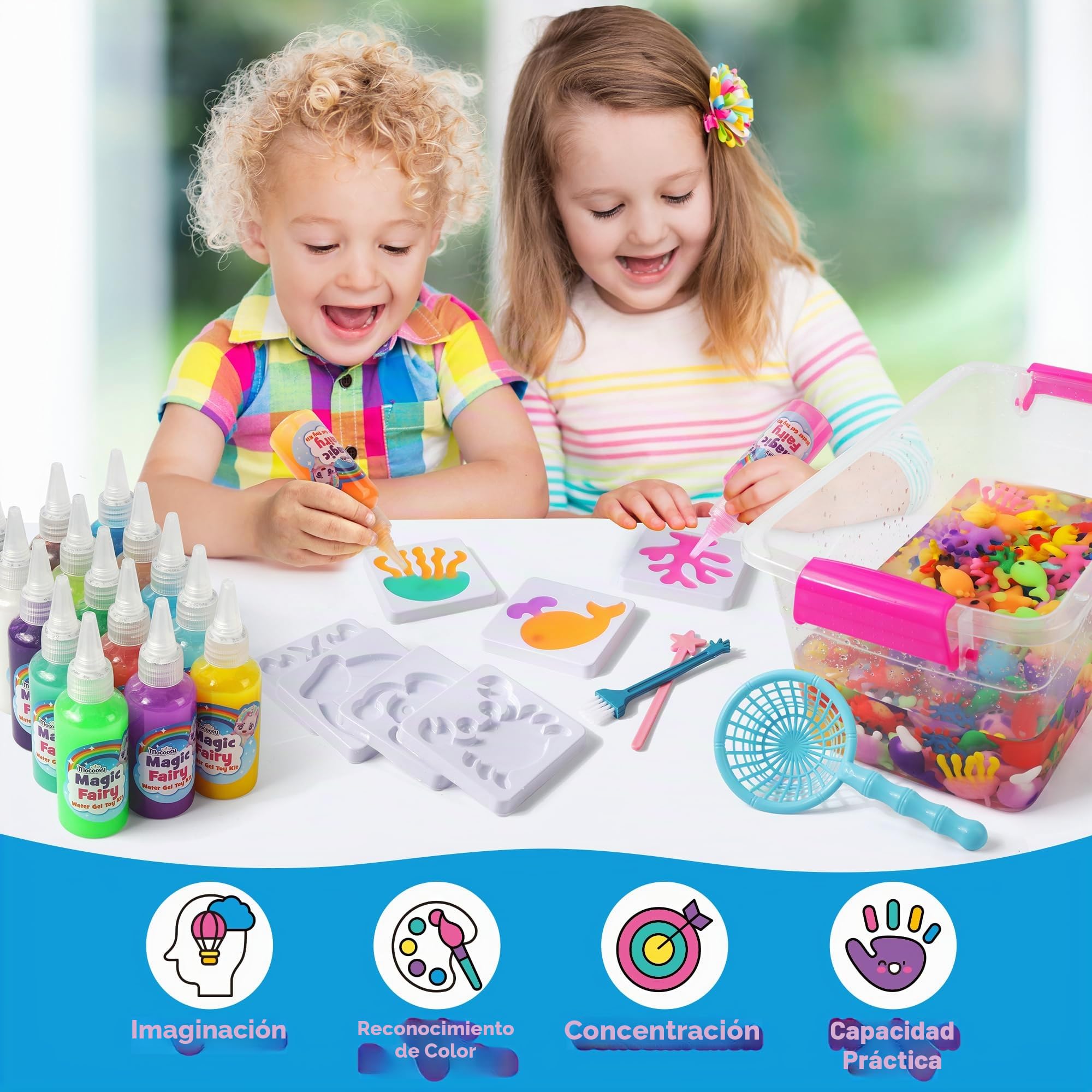 Mocoosy Brilla en la oscuridad Kit de gel de agua mágico, Aqua Gelz 3D Elfo Mágico de Agua Set con 20 Colores &16 Formas, Magic Water Elf, DIY Juguetes Creativos Regalo para Niños Niñas 4 5 6 7 8 Años