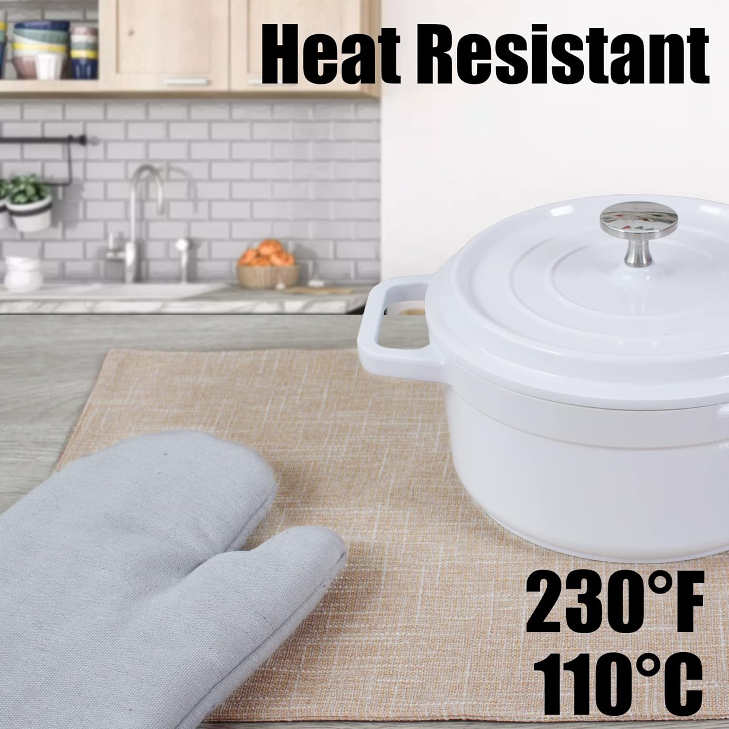 Kevin Textile Burlap Linen Placemats Set of 4 Heat Resistant Dining Table Place Mats Washable Kitchen Table Mats, 13 x19 inches, Cream Beige : Home & Kitchen