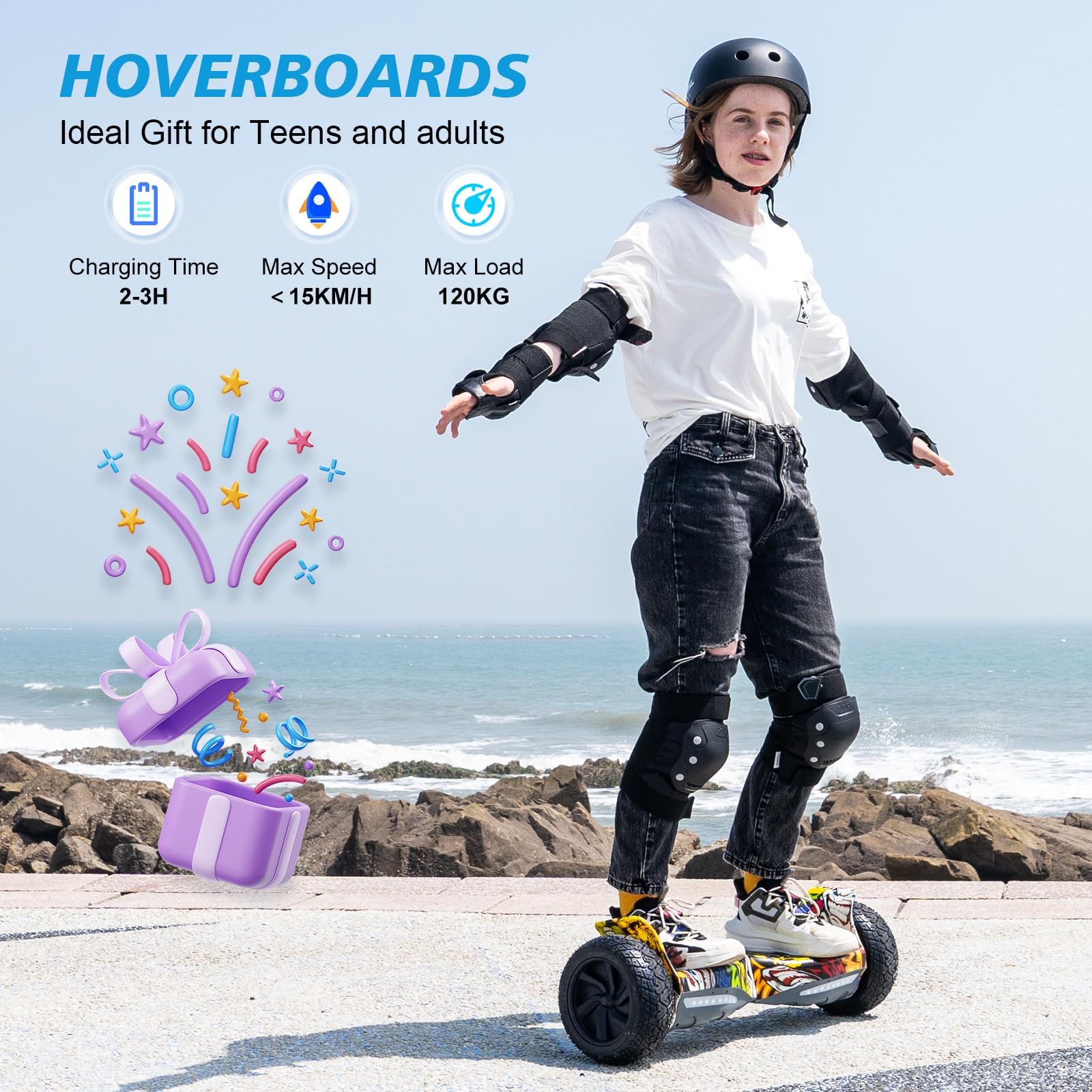 RCB hoverboards SUV y Kart,con Bluetooth, Control de Aplicaciones, Hoverboards Todo Terreno 8.5" Hummer, Mejor Regalo para Niños