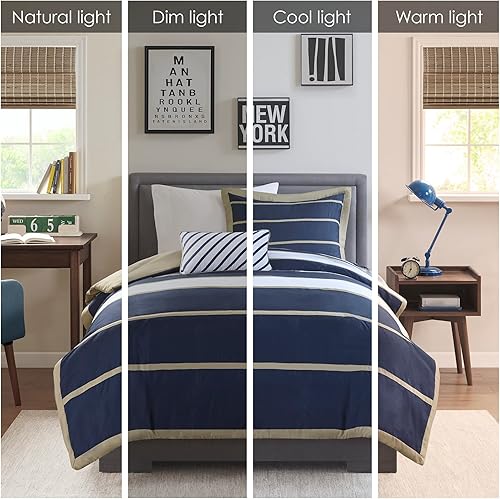 Miniatura 2 de Intelligent Design Ashton - Edredón moderno, casual, vibrante, diseño de bloques de color, para todas las estaciones, ropa de cama para