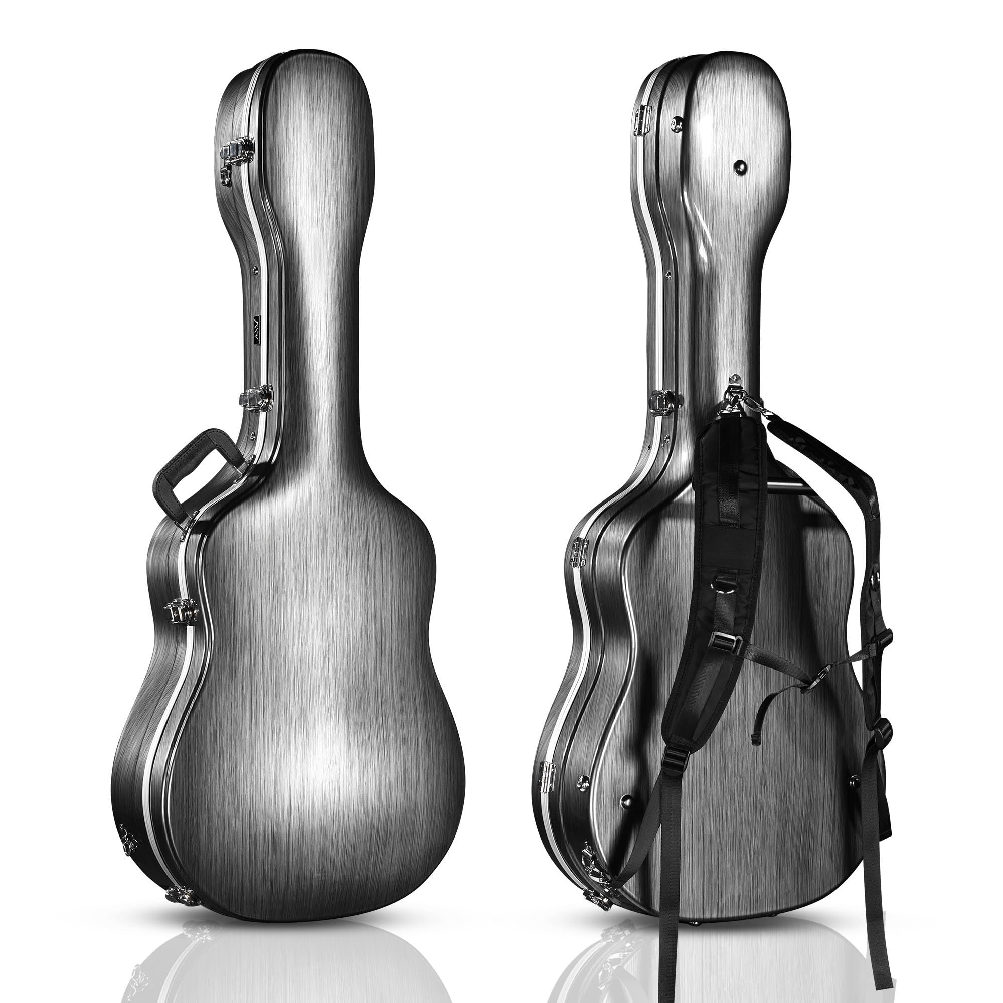 AW ABS Acoustic Guitar Case Hard with Backpack Straps Dreadnought 41 Inch Hardshell 0.79" Thick Carrying Case with Lock Accessory Compartment for Airline Travel