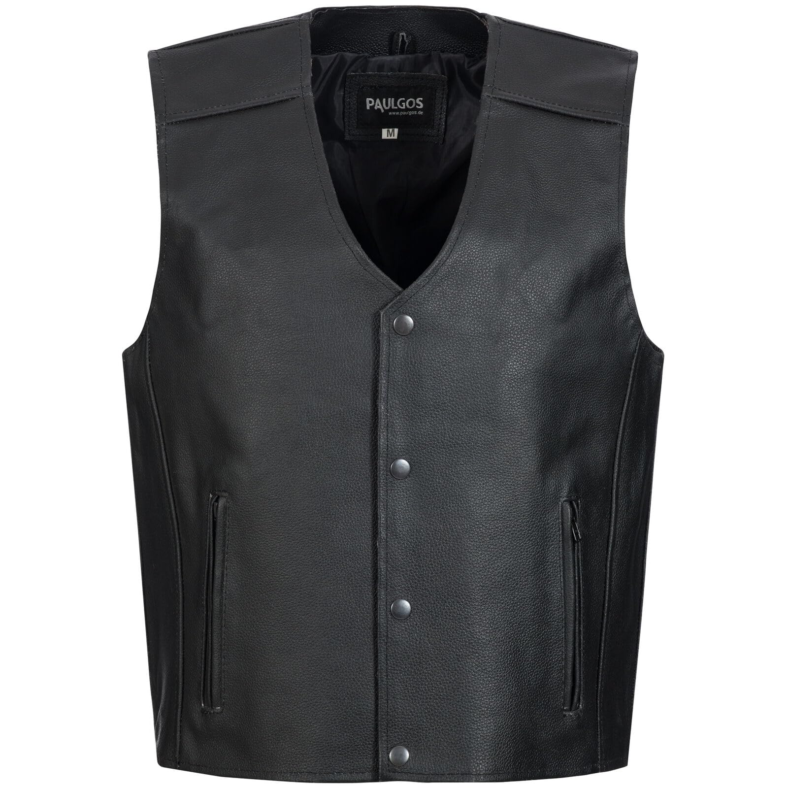 PAULGOS Lederweste Weste Kutte Leder Biker Rocker Motorrad Clubweste Bikerweste Motorradweste Schwarz BW3