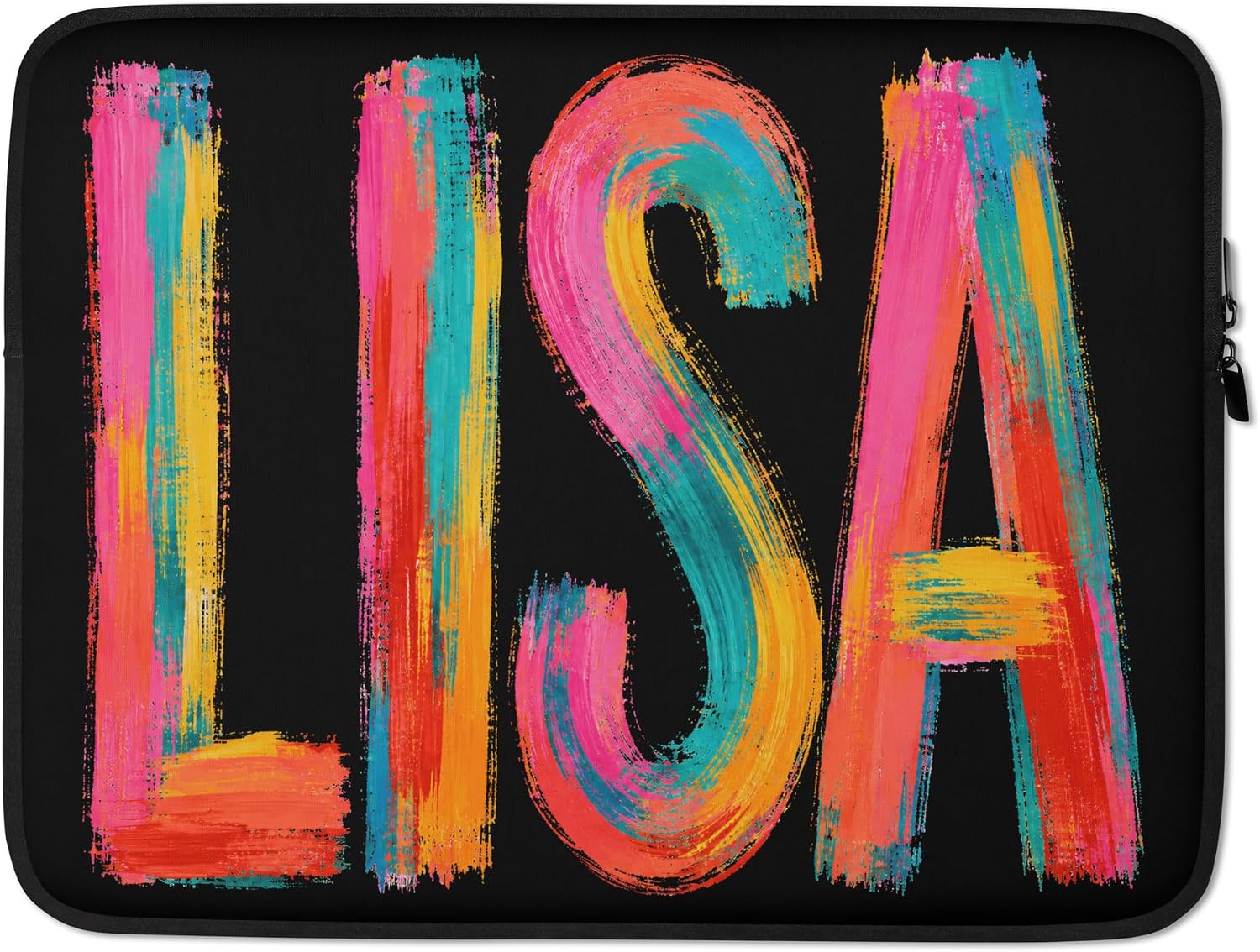 Lisa First Name Colorful Brushstroke Letters Graphic Laptop Sleeve image 5