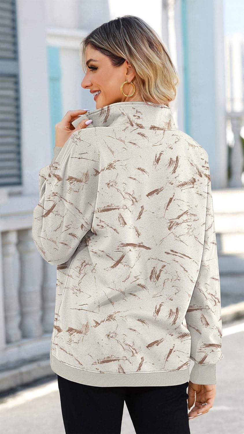 Soesdemo Oversized Sweatshirts for Women No Hood Mock Neck Fleece Lined Waffle Long Sleeve Button Pullover Tunic Sweatshirt - Image 4