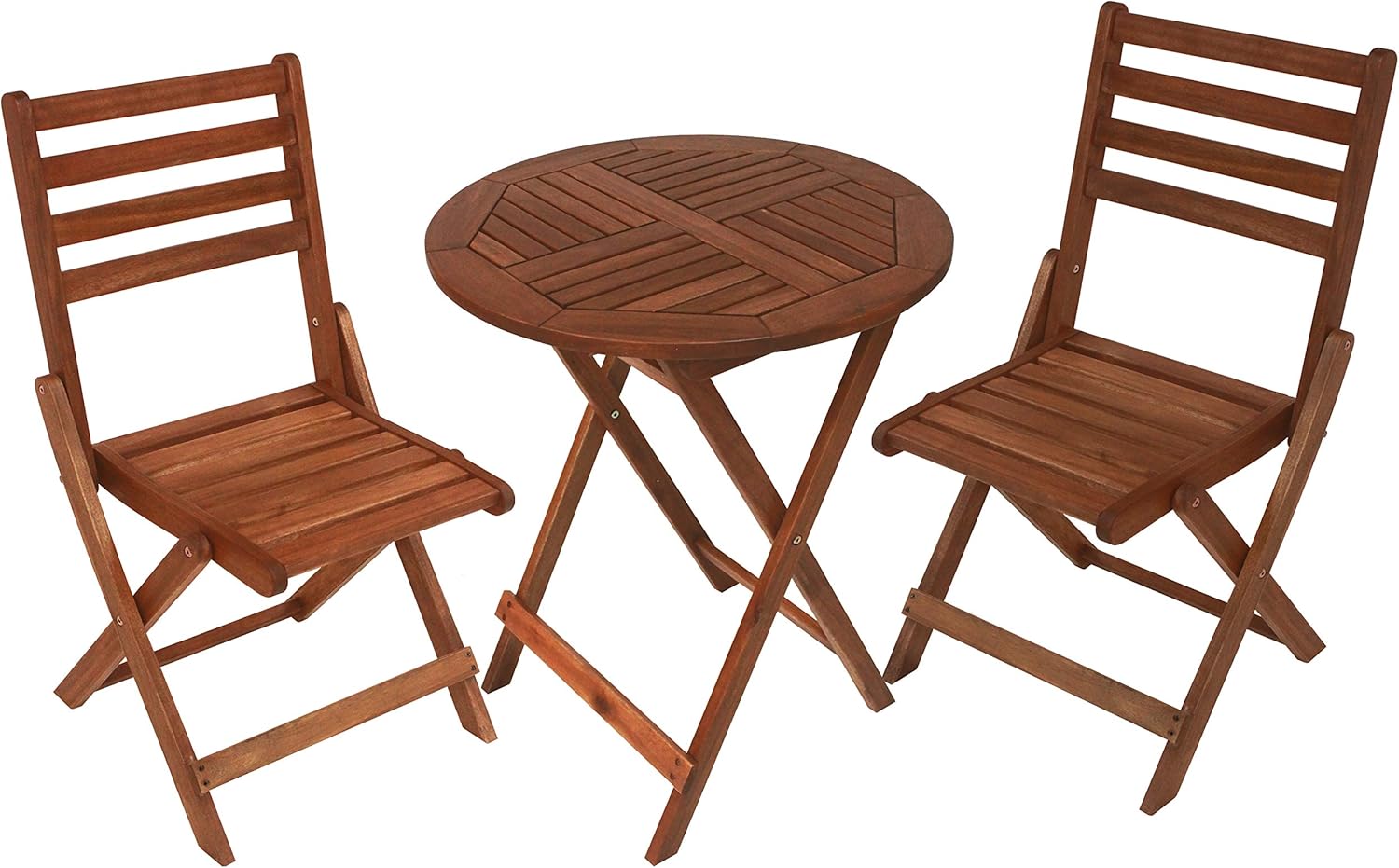 Leigh Country Sequoia 3-Piece Folding Bistro Set, Wooden Outdoor Table and Chairs for Porch/Patio/Deck