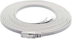 1aTTack.de 10m - weiß - 1 Stück Cat7 Flachkabel Netzwerkkabel Cat 7 Rohkabel Gigabit Lan (10Gbit/s) Flachbandkabel Verlegekabel Patchkabel Flach Slim Rj 45 Stecker Cat6a