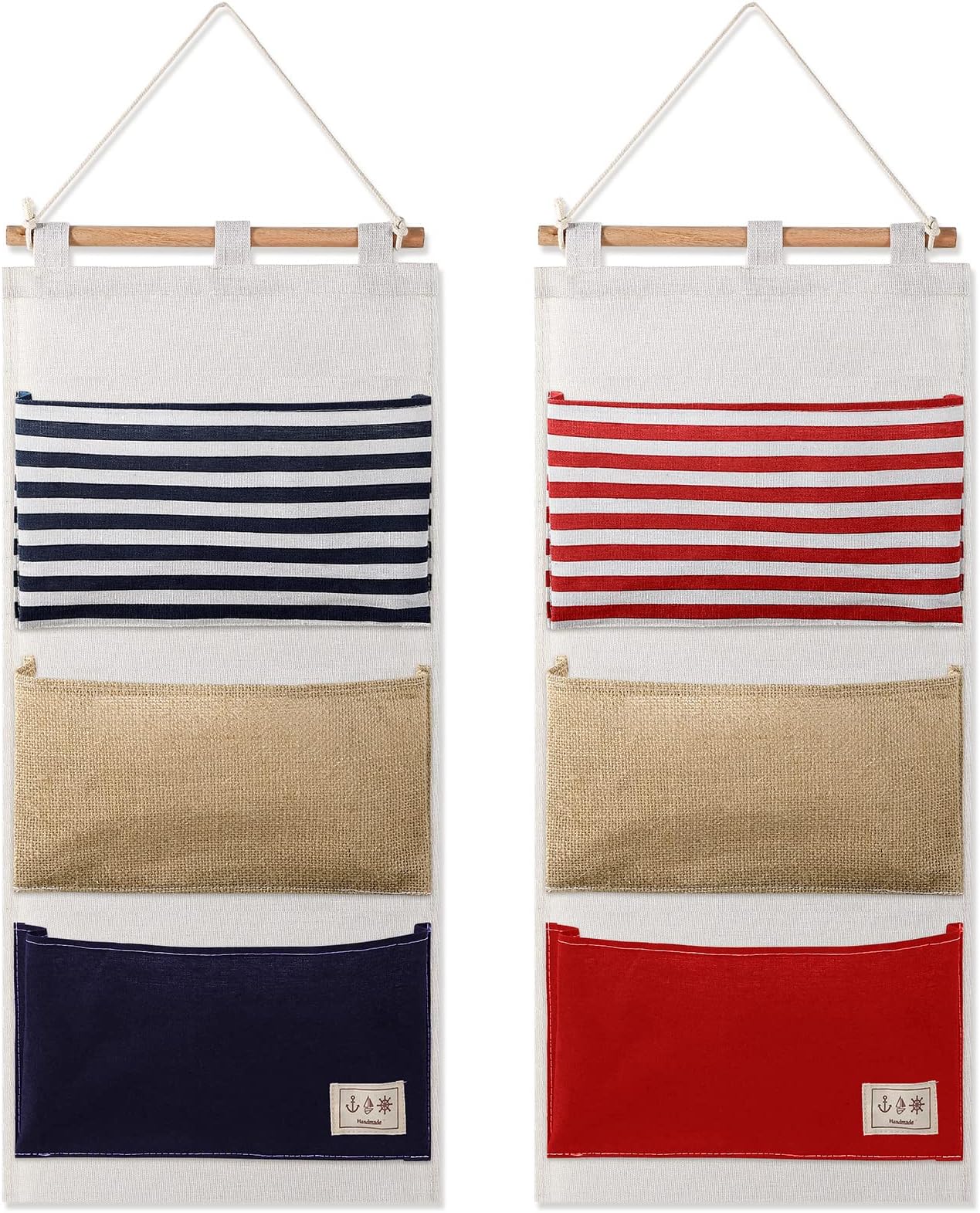 Riakrum 2 Pcs Fish Extenders Gift Hanger with 3 Pockets FE Hanging Organizer Easily Customize 2025 Cruise Travel FE for Gift Exchanges and Pixie Dusting(Red and Blue)