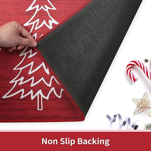 Miniatura 51 de CAROMIO Tapete decorativo de Navidad para puerta delantera, tapete de bienvenida lavable, para interiores y exteriores, antideslizante, tapete