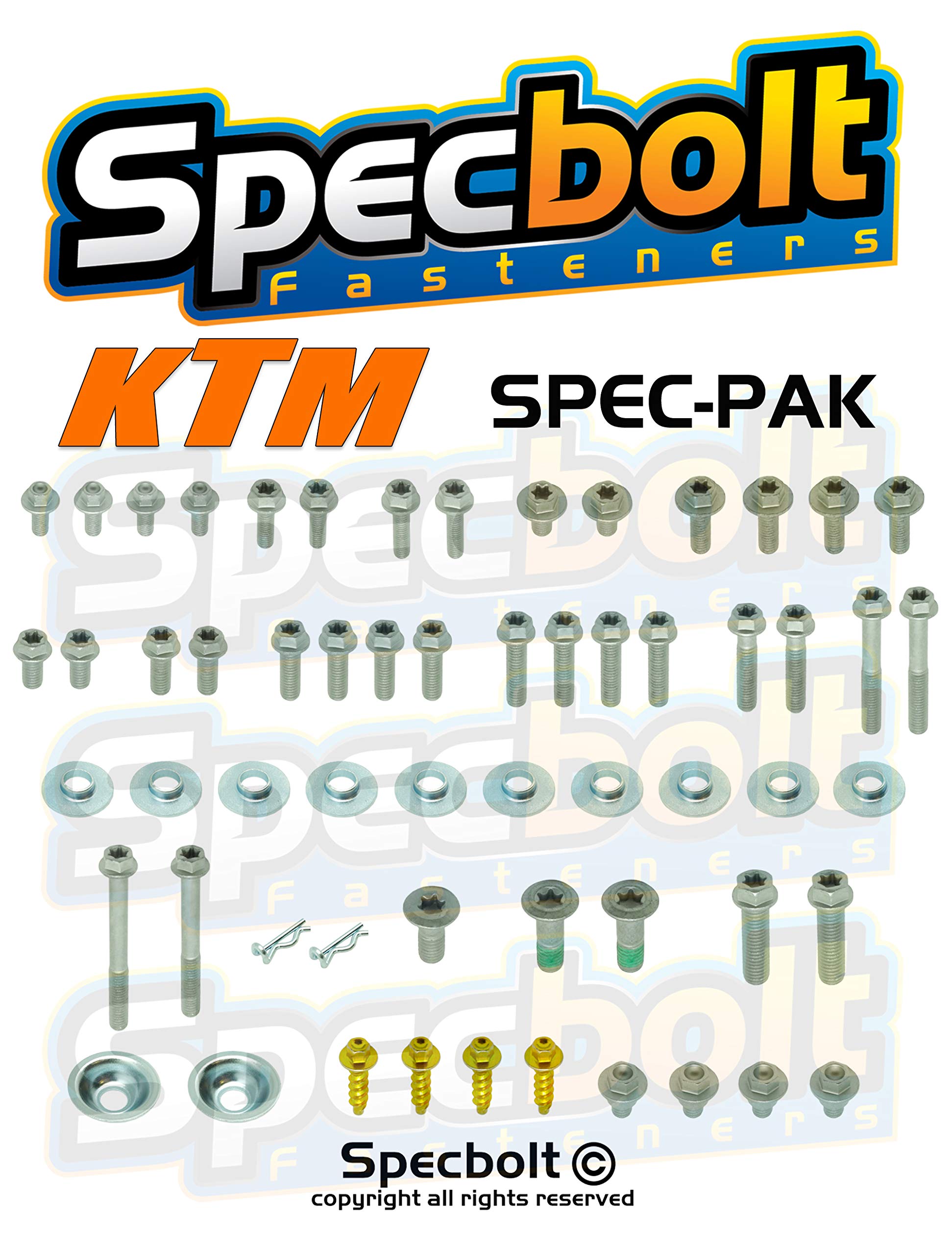 Specbolt Fasteners Euro Spec-Pak Fits: KTM- Husqvarna SX EX XC EXC 65 85 125 250 300 350 450 (1996 - Current) Model Series Factory Match Fastener Kit …