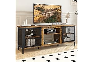 oneinmil Industrial TV Stand for 70 Inch TVs: Ample Storage, Rustic Brown