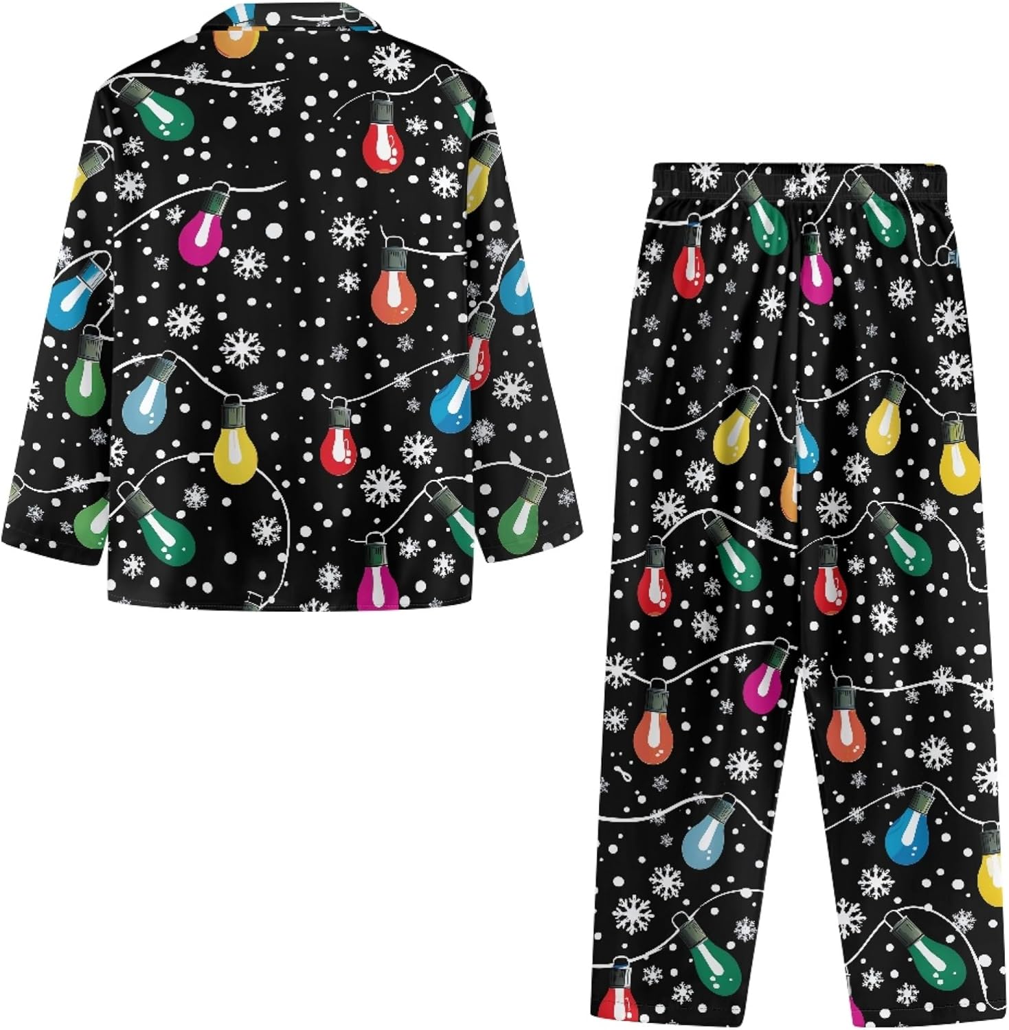 CLOHOMIN Long-Sleeve Pajama for Men Size XS-4XL Casual Notch Collar Sleep Sets of 2 Button Down Loungewear