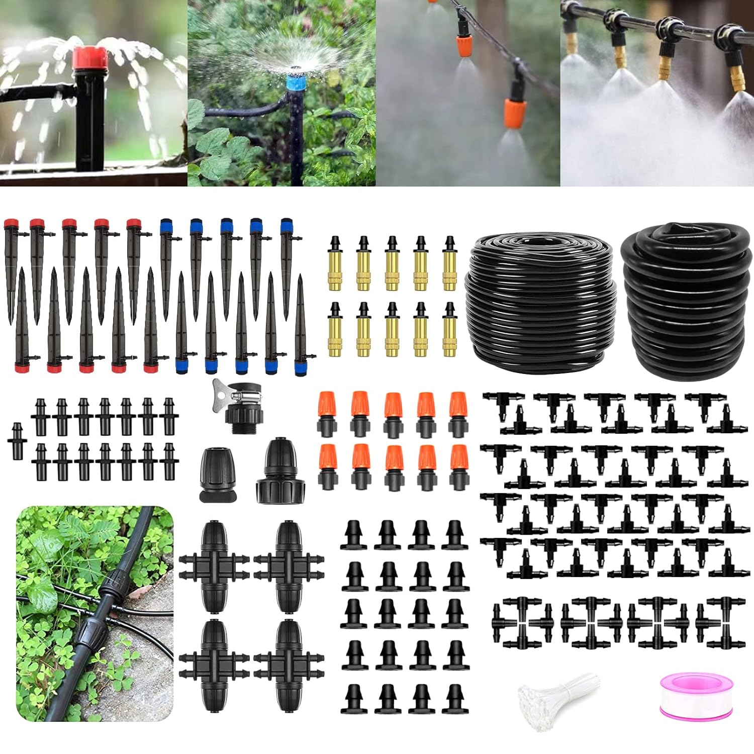 IRmm Drip Irrigation System, 100FT/30M+16FT/5M Drip Irrigation Hose