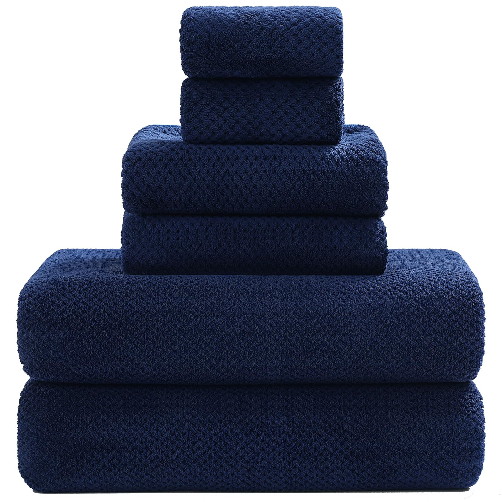 YTYC 29x59 Bath Towels Set,Towels for Bathroom,Navy Blue,6-Pieces