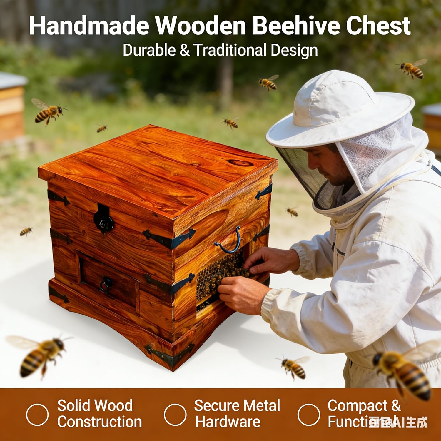COZIWOW Beehive Wood Sections, Premium Solid Wood Frames for Beekeeping, Unfinished Natural Wood Honey Comb Sections, Beehive Box Accessories for Langstroth & Standard Hives